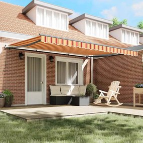 Toldo Retrátil Manual amarelo e laranja 450 × 300 cm Poliéster