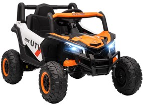 AIYAPLAY Carro Elétrico para Crianças 12V UTV com 2 Motores Controlo Remoto 2,4G Velocidade até 7 km/h Sistema de Suspensão Faróis USB para Crianças acima de 3 Anos 96x61x56 cm Laranja