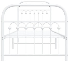 Estrutura de cama com cabeceira e pés 75x190 cm metal branco