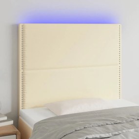 vidaXL Cabeceira de cama c/ LED 80x5x118/128cm couro artificial crème