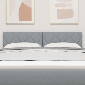 Cabeceira Design Blocos de Diamante Cinza Claro, 144 cm, em Tecido