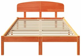 Estrado de Cama com Cabeceira Castanha 120x200 cm Madeira Maciça de Pi