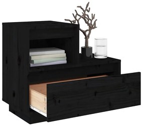 Mesas de cabeceira 2 pcs 60x34x51 cm pinho maciço preto