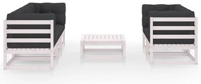 6 pcs conjunto lounge de jardim com almofadões pinho maciço