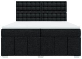 Cama com molas/colchão 200x200 cm tecido preto
