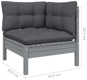 4 pcs conjunto lounge de jardim + almofadões pinho maciço