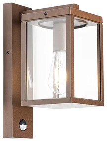 Candeeiro de parede exterior castanho ferrugem com sensor de movimento IP44 - Charlois Industrial