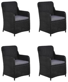 5 pcs conjunto de jantar para jardim preto