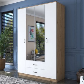 Guarda-Roupa BA131 – Nogueira e Branco – 210x210x51,5 cm
