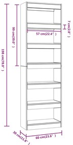 Estante/divisória 60x30x198 cm cor sonoma cinza