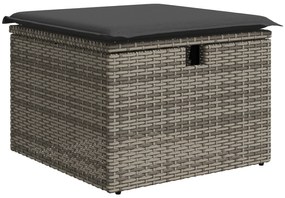 Conjunto de Sofá de Jardim 5 Peças com Almofadas Cinza Polirattan, Sof