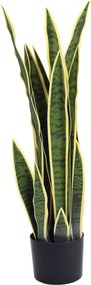 Planta Artificial Sanseviéria com Vaso, 15 x 15 x 77 cm, 21 Folhas Ajustáveis, Verde