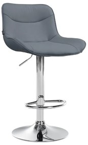 Banco alto em couro sintético com estrutura prateada 85-106 x 49 x 51 cm cinzento