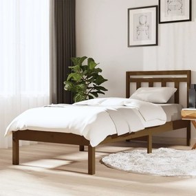 Estrutura de cama 100x200 cm madeira pinho maciço castanho mel