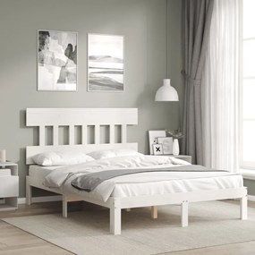 vidaXL Cama sem colchão 140x190 cm madeira de pinho maciça branco
