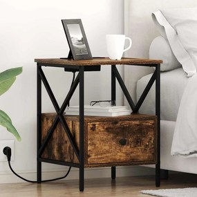 vidaXL Armário de Cabeceira Carvalho Defumado 41,5 x 40,5 x 55 cm