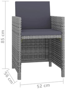Conjunto de jantar para jardim 13 pcs vime PE cinzento