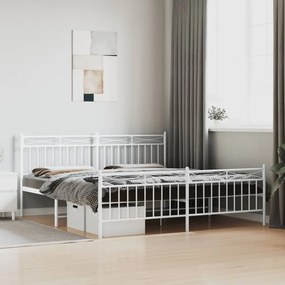 vidaXL Estrutura de cama com cabeceira e pés 180x200 cm metal branco