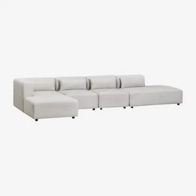 Sofá Modular De Canto Em 4 Peças Com Chaise Longue Direita E Puff Fogler Tecido Cinza Claro - Sklum