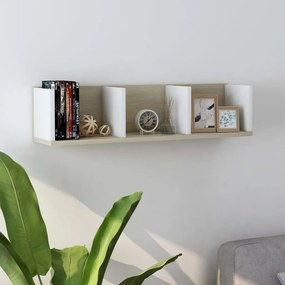 vidaXL Prateleira parede CD 75x18x18cm deriv. madeira branco/carvalho