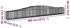 Cestos gabião arqueados 7 pcs 400x30x40/60 cm ferro galvanizado