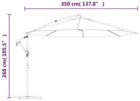 Guarda-sol cantilever com poste de alumínio 350 cm terracota