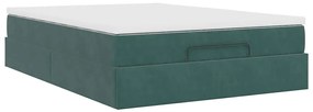 Estrutura de cama otomana com colchão 140x200 cm verde escuro