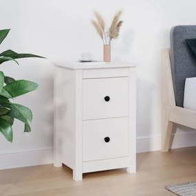 vidaXL Mesa de cabeceira 40x35x61,5 cm madeira de pinho maciça branco