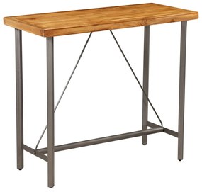 Mesa de bar em madeira de teca recuperada maciça 120x58x106 cm