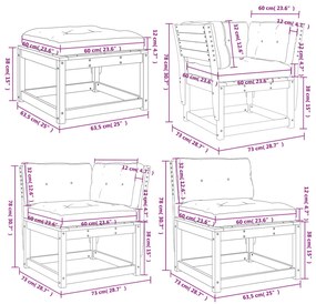 8 pcs conjunto lounge de jardim c/ almofadões pinho maciço