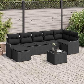 vidaXL Conjunto de Sofá de Jardim Preto vime PE