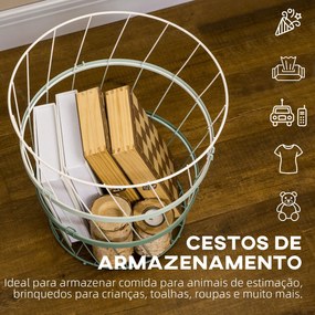 HOMCOM Cesto de Organização Empilhável Cesto de Armazenamento de Aço M