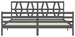 Estrutura de cama com cabeceira 200x200 cm madeira maciça cinza