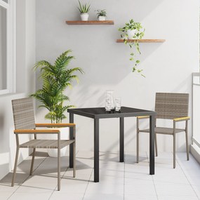 vidaXL Conjunto de Jantar de Jardim 3 Peças Cinza Rattan Poliéster