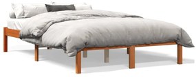 Estrutura de cama 120x190 cm madeira pinho maciça castanho cera