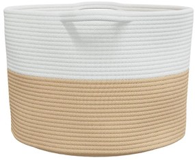Cesto de arrumação Ø55x36 cm algodão bege e branco