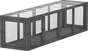 PawHut Túnel para Gatos Brinquedo de Madeira com 3 Portas, Expansível, Túnel de Brincar para Gatos até 10 kg, 151,5 x 38,5 cm Cinza | Aosom Portugal