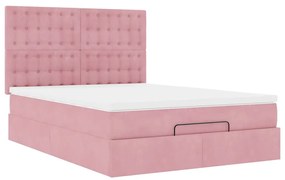 Estrutura de cama otomana com colchões 140x200 cm veludo rosa