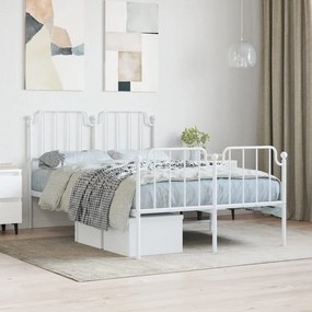 373952 vidaXL Estrutura de cama com cabeceira e pés 120x200 cm metal branco