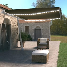 Toldo retrátil manual com LED 400x350 cm antracite