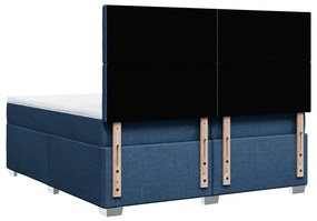 Cama com molas/colchão 200x200 cm tecido azul
