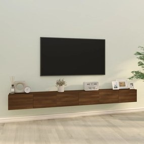 Conjunto móveis de TV 3pcs madeira processada carvalho castanho