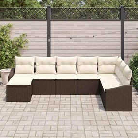 Conjunto de Jantar de Jardim com 8 Peças e Almofadas em Rattan Sintéti