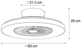 Ventilador de teto prateado com efeito estrela 60cm incl. LED regulável com controle remoto - Climo Design