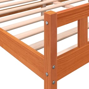 Cama sem colchão 160x200 cm madeira pinho maciço castanho-mel