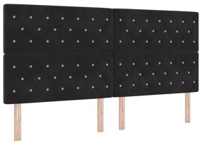 Cama Box Spring da com Colchão e Banco Preto 200x200 cm Veludo