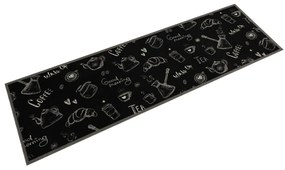 vidaXL Tapete de cozinha lavável 45x150 cm veludo padrão morning preto