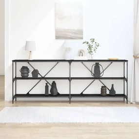 Mesa de Consola vidaXL Preto Carvalho 200x30x75 cm Madeira Revestida e