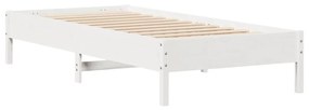 Cama com estante sem colchão 90x200 cm pinho maciço branco