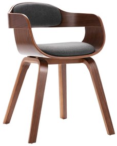 Cadeira de jantar madeira curvada e tecido cinzento-escuro